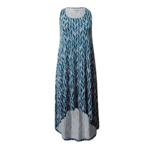 NWT! Torrid Maxi Super Soft Hi-Low Dress Blue Chevron Stripe Tank Sleeveless 12 - Picture 3 of 4